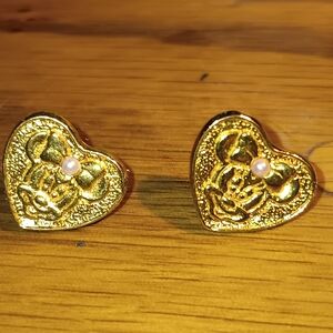 Gold And Peadl Minnie Mouse Earrings
